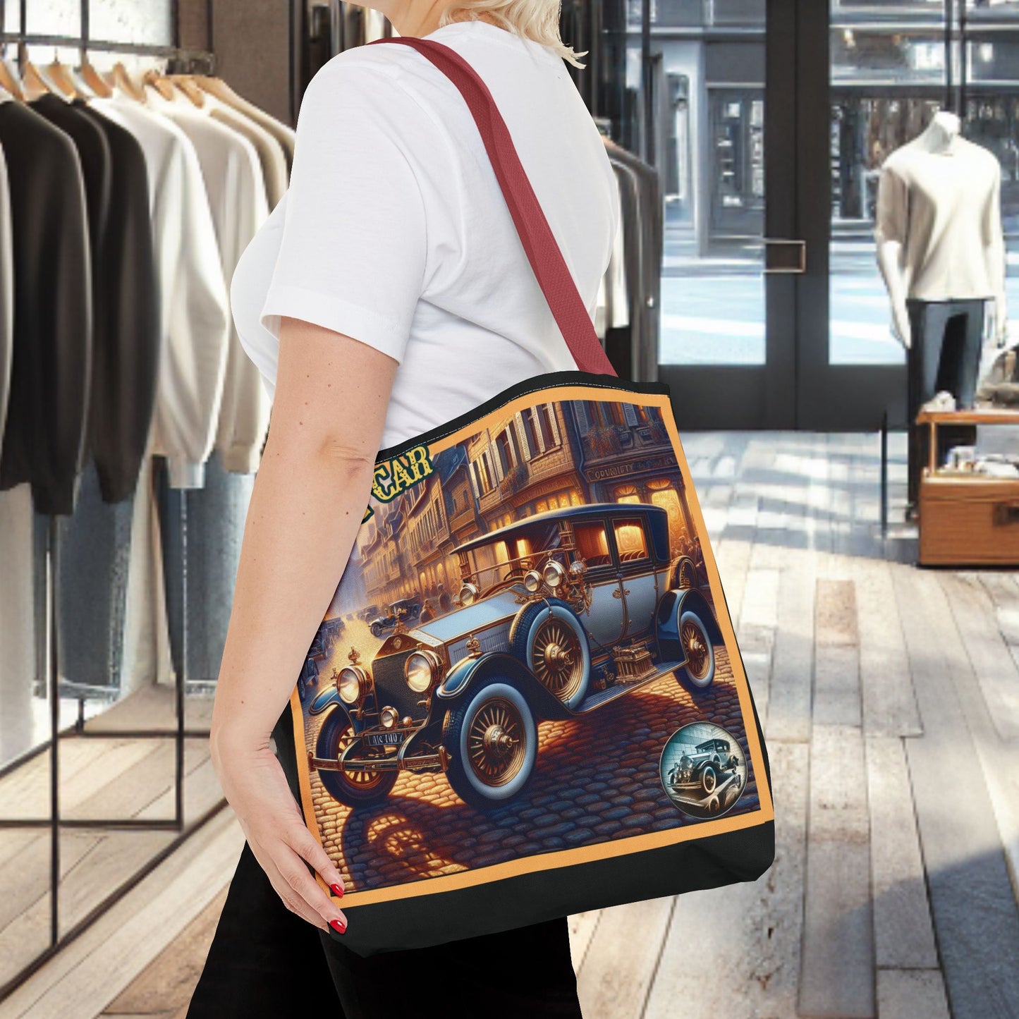 Tote Bag-Classic Car Blue Tote Bag -