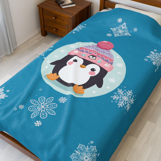 Penguin Friend - Velveteen Plush Blanket