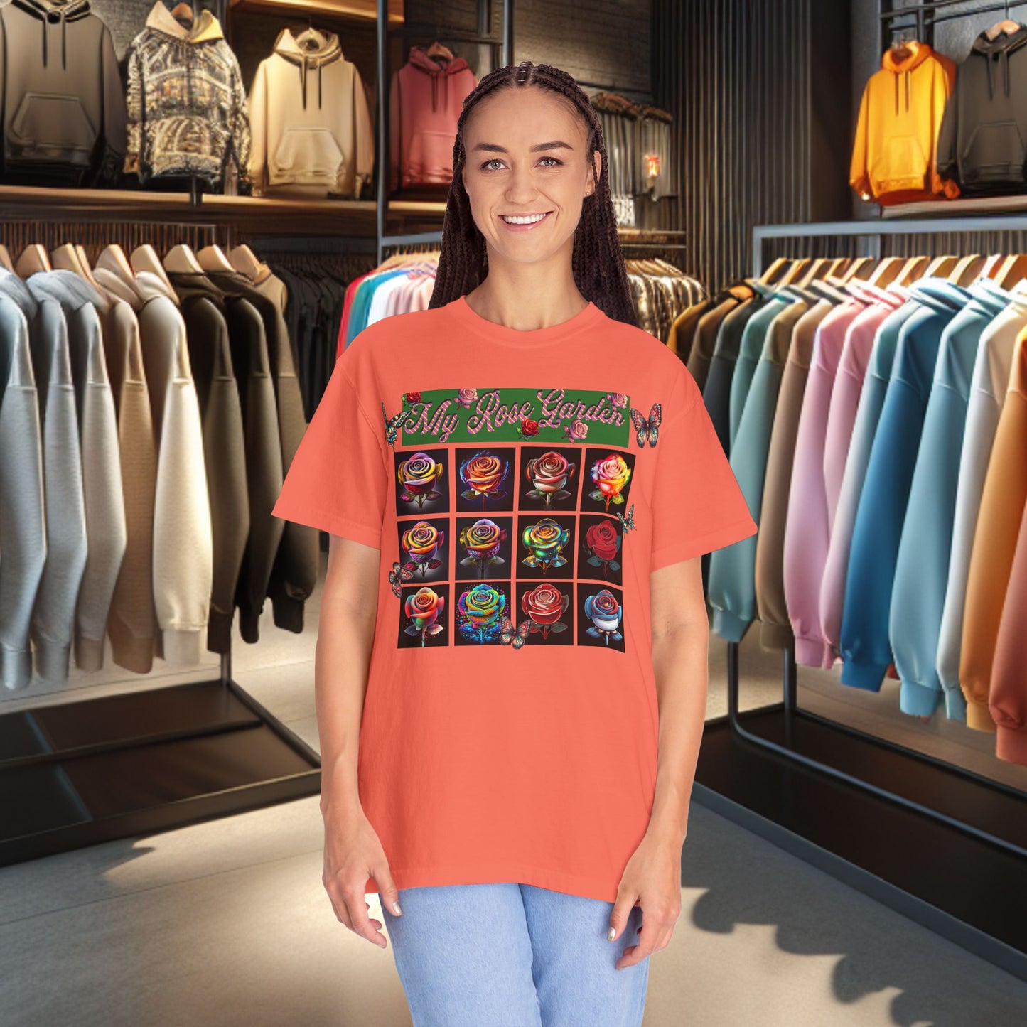 Floral T-Shirt for Flower Lovers - My Rose Garden a Colorful Floral Design