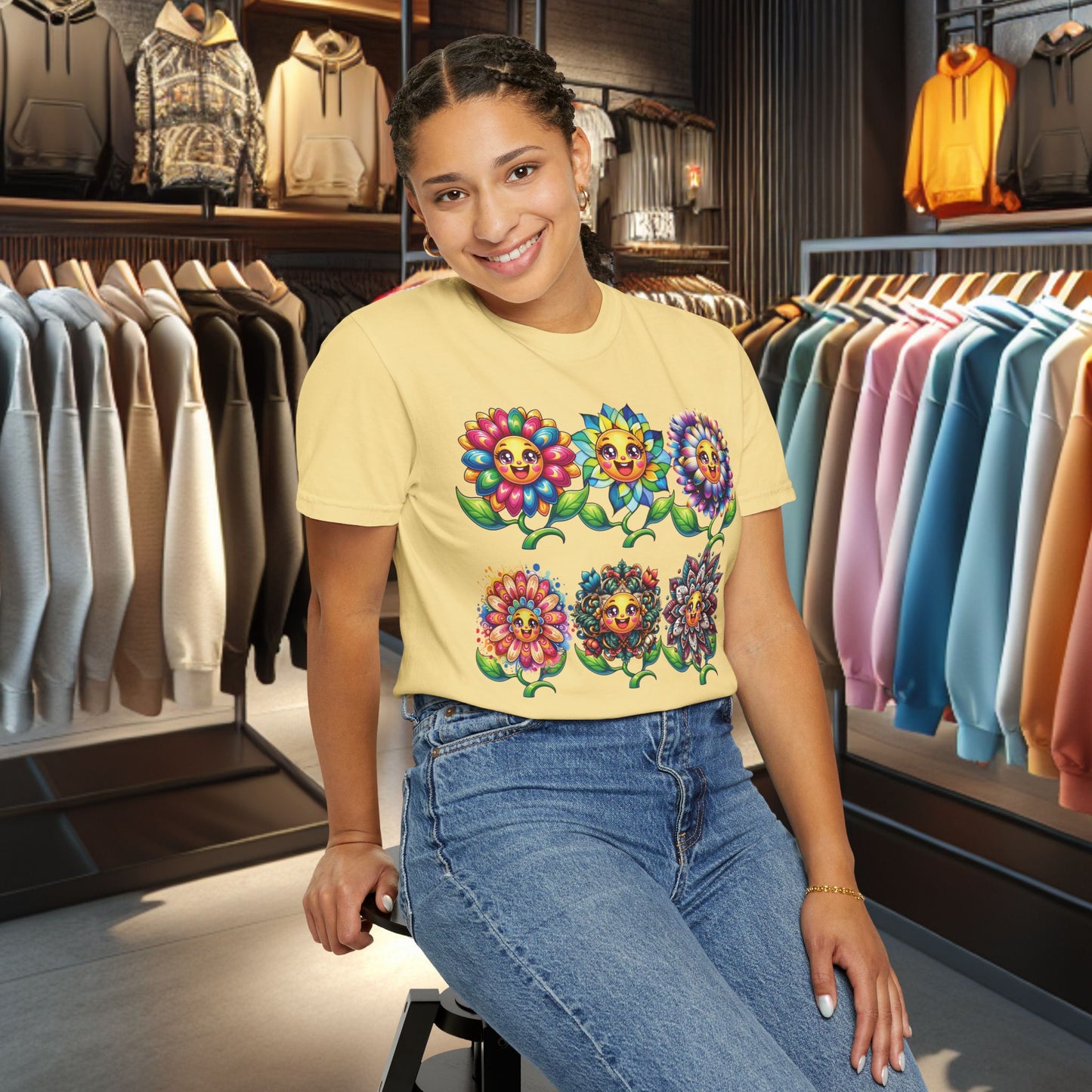 Happy Flowers Garden T-Shirt — Floral Garden Tee for Spring & Everyday