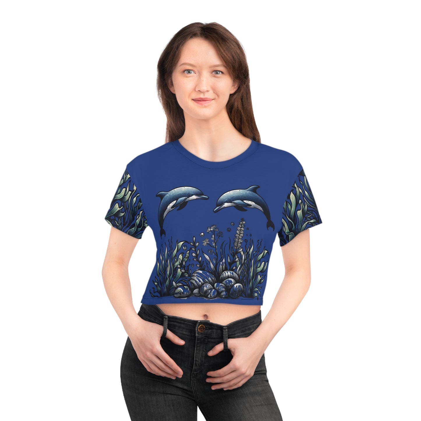 Dolphins at play - Women's Crop Tee