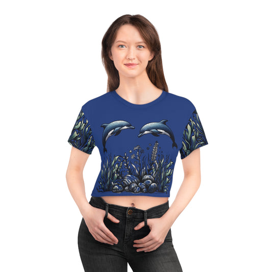 Dolphins at play - Women's Crop Tee