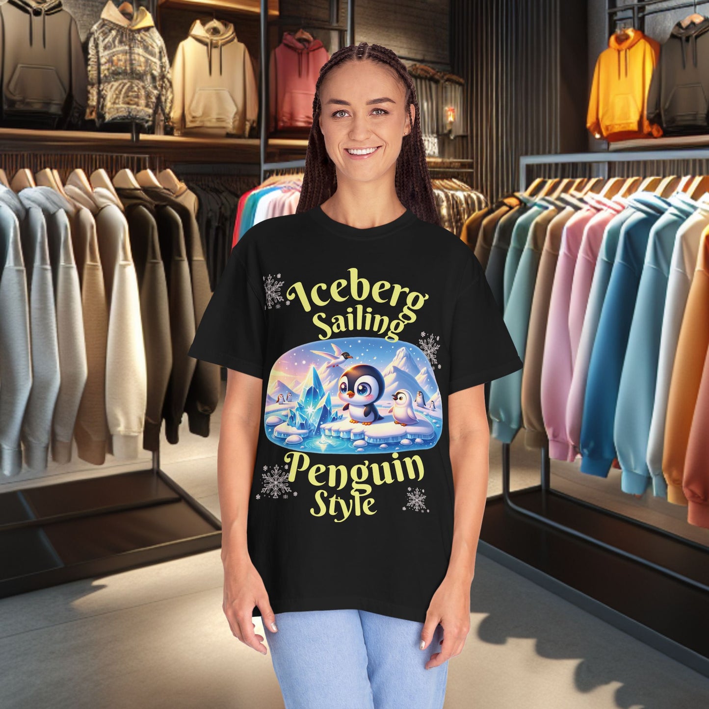 Iceberg Sailing Penguin T-shirt - Holidays Festive Top