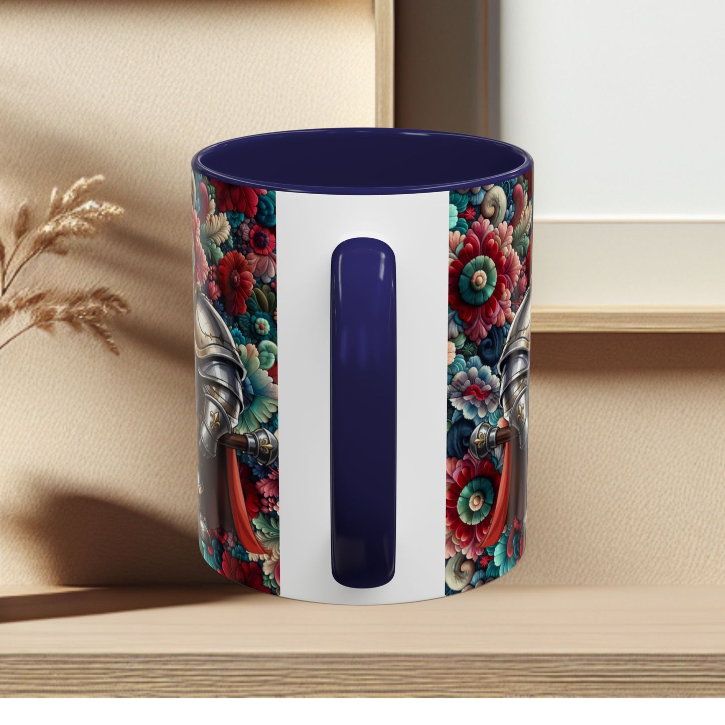 Adventurers Accent Coffee Mug — Dwarf within Armor with a Double-Bladed Battle Axe Design (11/15oz)