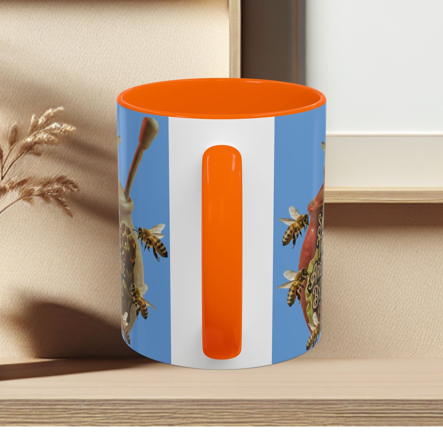 Oh Honey Honey Ceramic Coffee Mug — "Sweet Things Are Made By Bees" Honey Bee Accent Mug