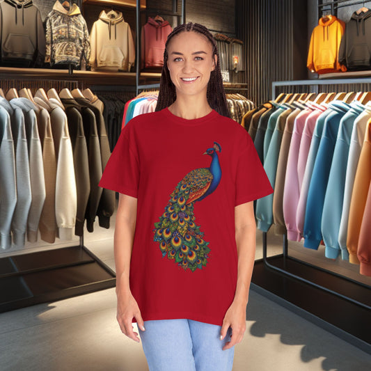 Patchwork Peacock, Garment-Dyed T-Shirt — pho Patchwork Festive Top