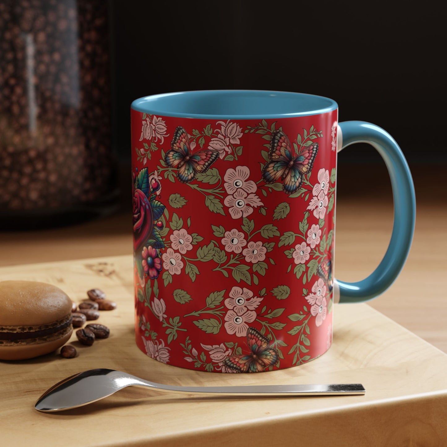 Floral Coffee Mug Red