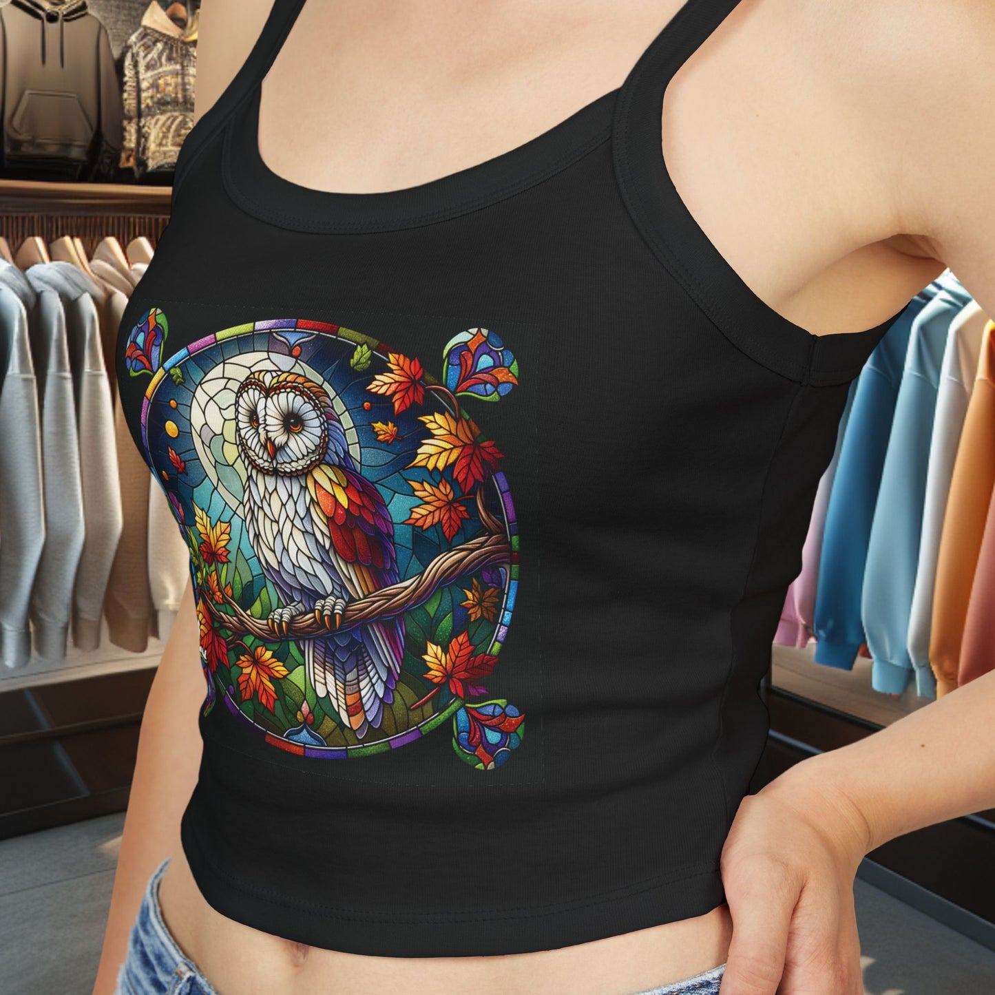 Women's Tank Top - Stain Glass Owl Design