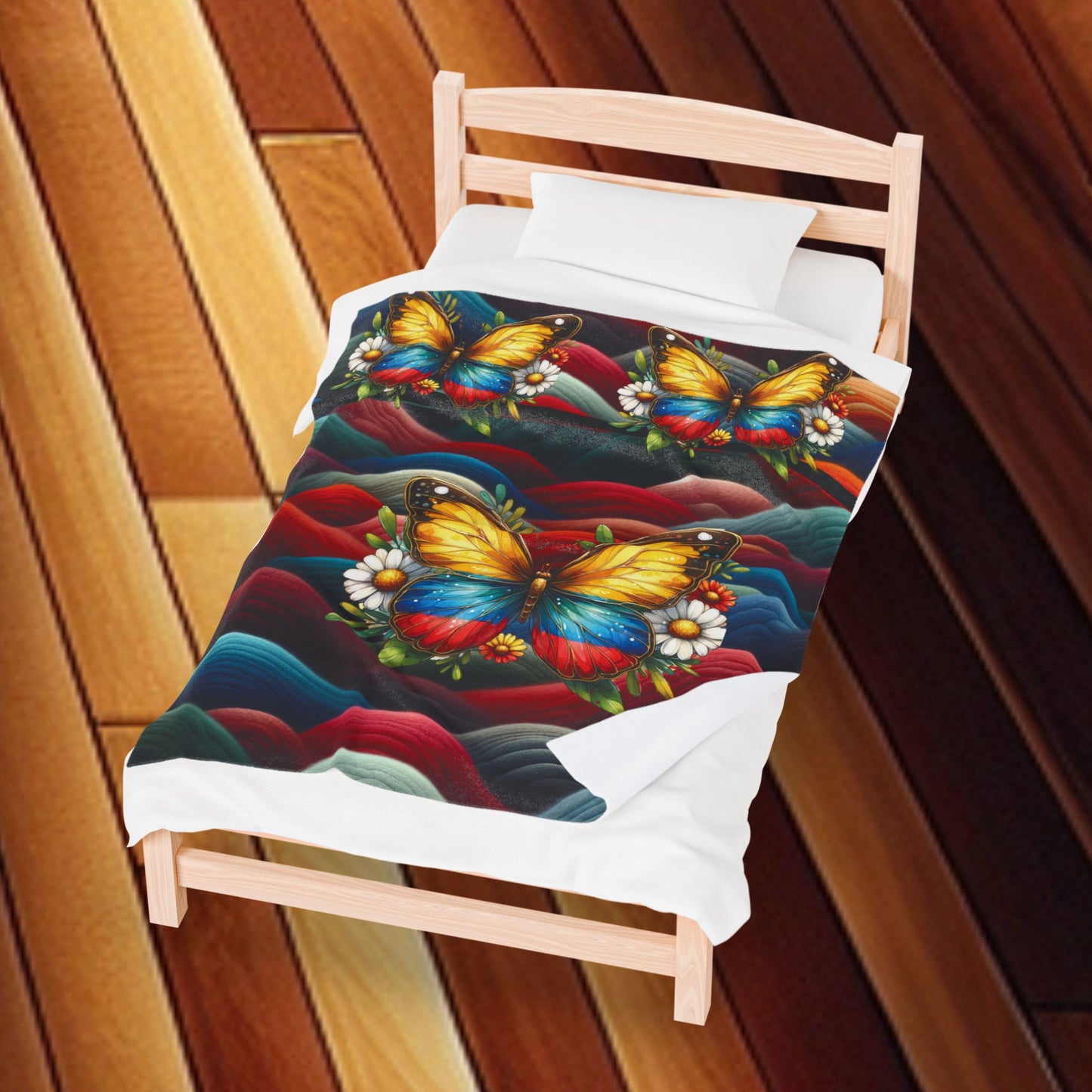 Pritty Butterfly Velveteen Plush Blanket — Cozy Colored Butterfly Throw