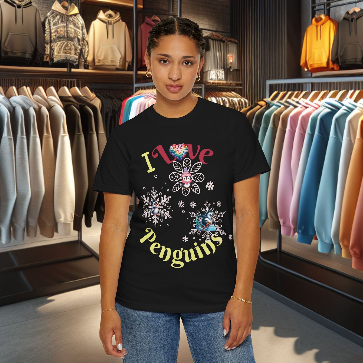 Penguin Snowflake T-shirt - Festive Holiday Top