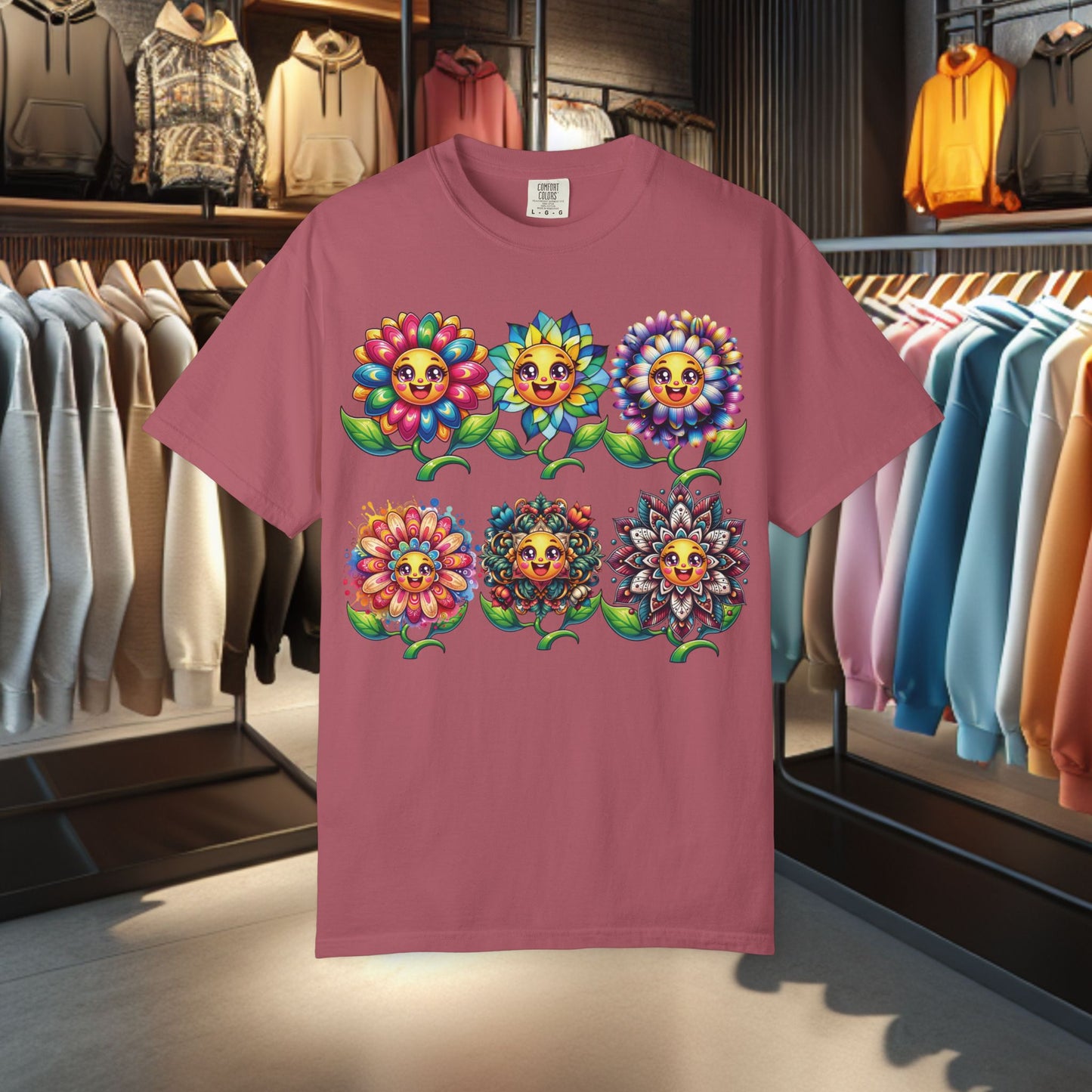 Happy Flowers Garden T-Shirt — Floral Garden Tee for Spring & Everyday