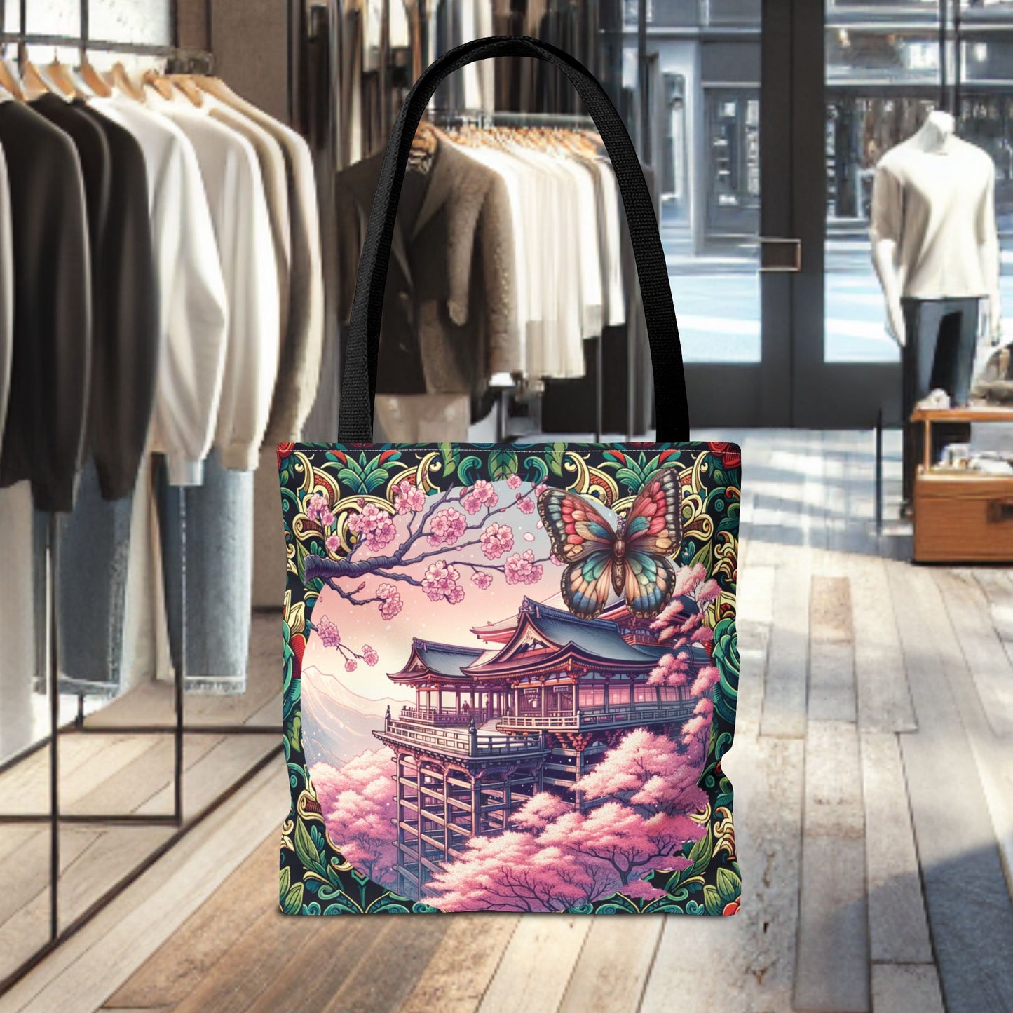 Sakura Butterfly Tote Bag