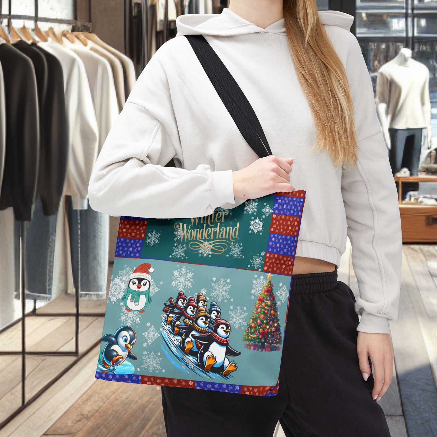 Winter Wonderland Penguin Tote Bag — All-Over Print