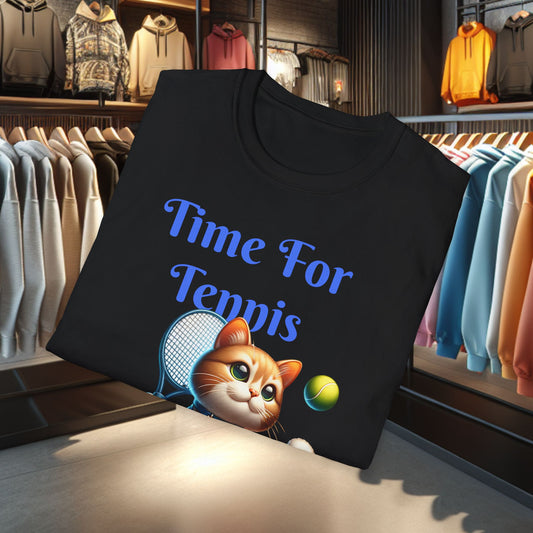Cat Playing Tennis Unisex T-Shirt - Time For Tennis