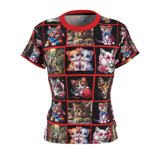 Cats Meow - Red Graphic Tee for Women