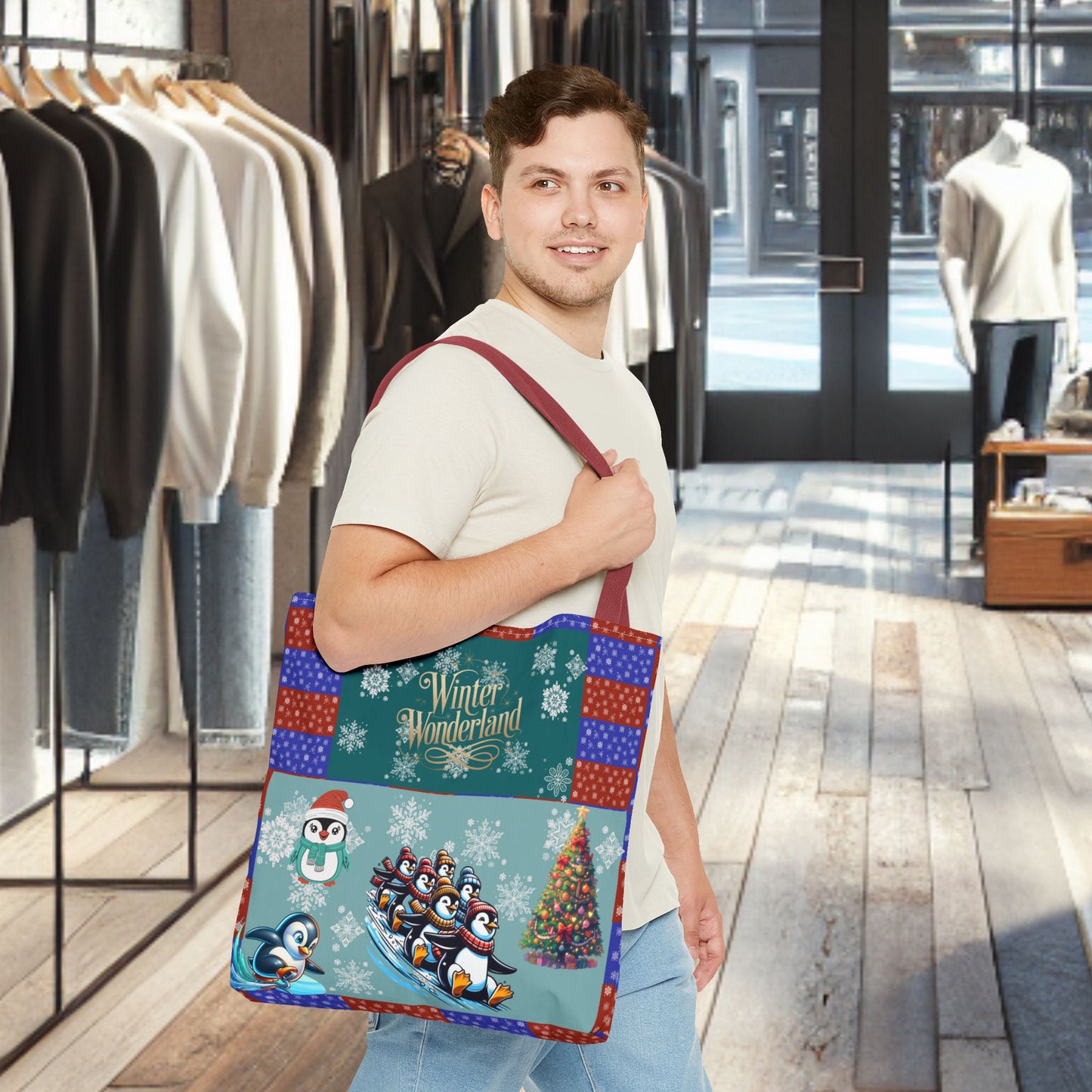 Winter Wonderland Penguin Tote Bag — All-Over Print