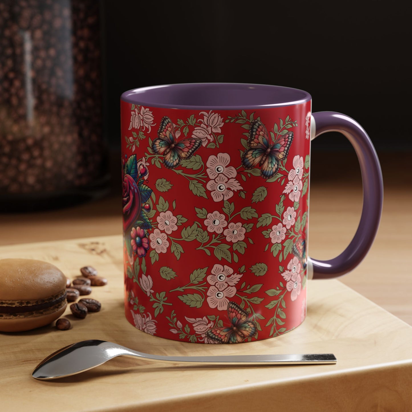 Floral Coffee Mug Red