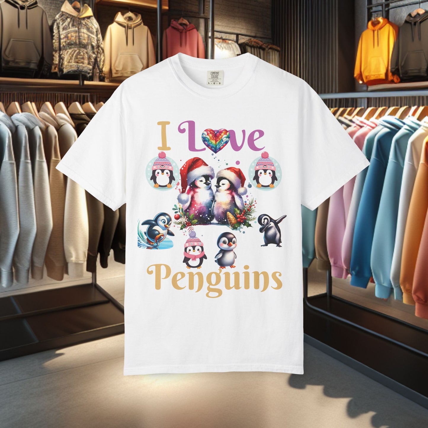 I Love Penguins T-shirt - Holidays Festive Top