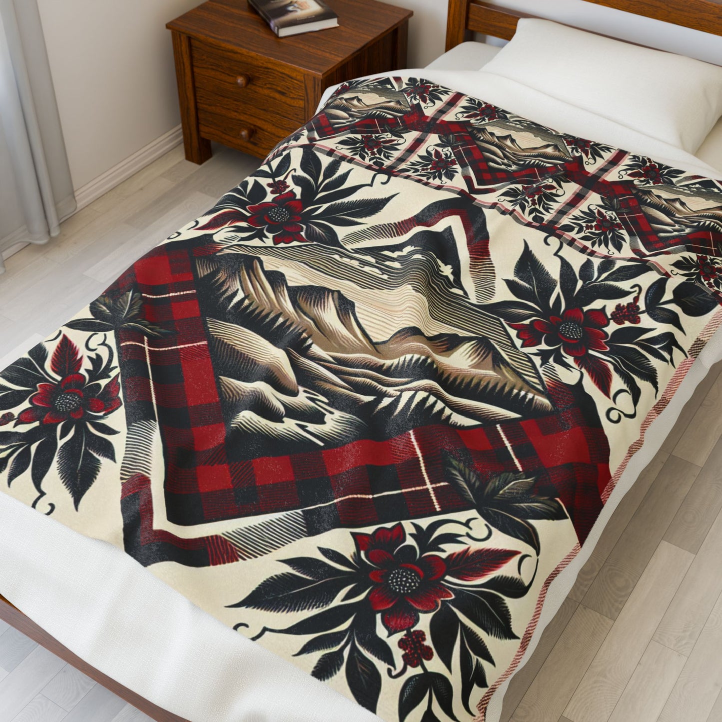 Mountain Getaway Velveteen Plush Blanket — Cozy Mountain Throw