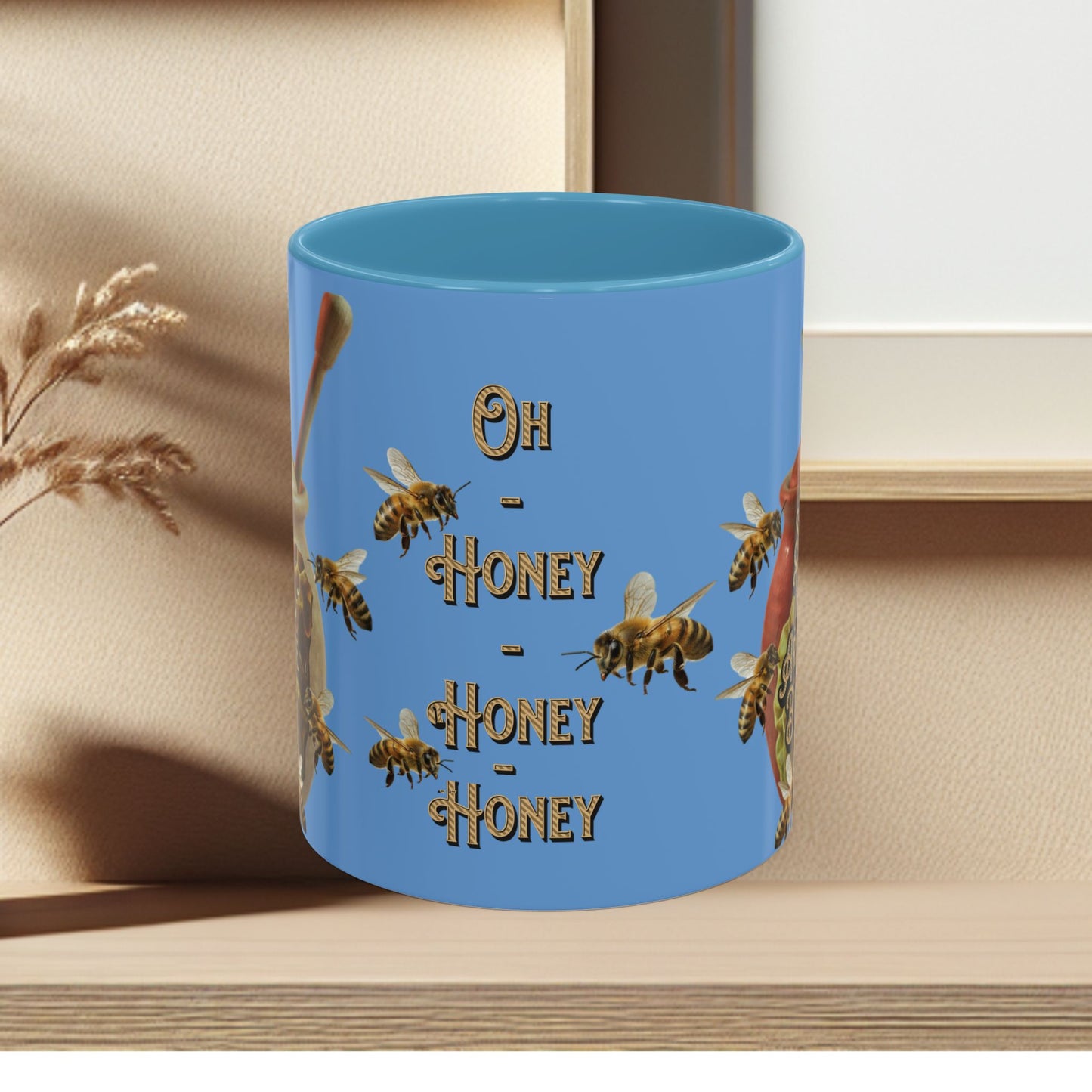Oh Honey Honey Ceramic Coffee Mug — "Sweet Things Are Made By Bees" Honey Bee Accent Mug