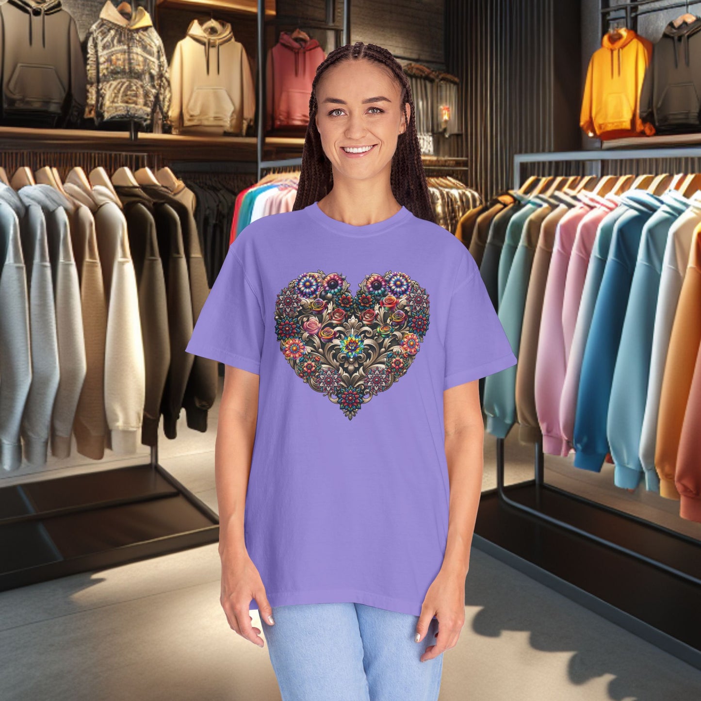 Floral Heart T-Shirt — Romantic Botanical Graphic Tee
