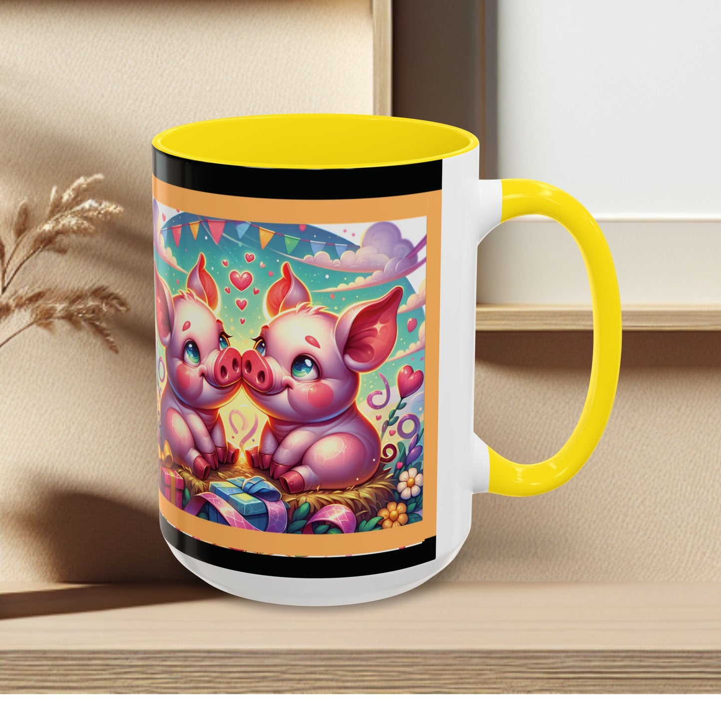Coffee Mug Love Pigs Picknick 11, 15oz