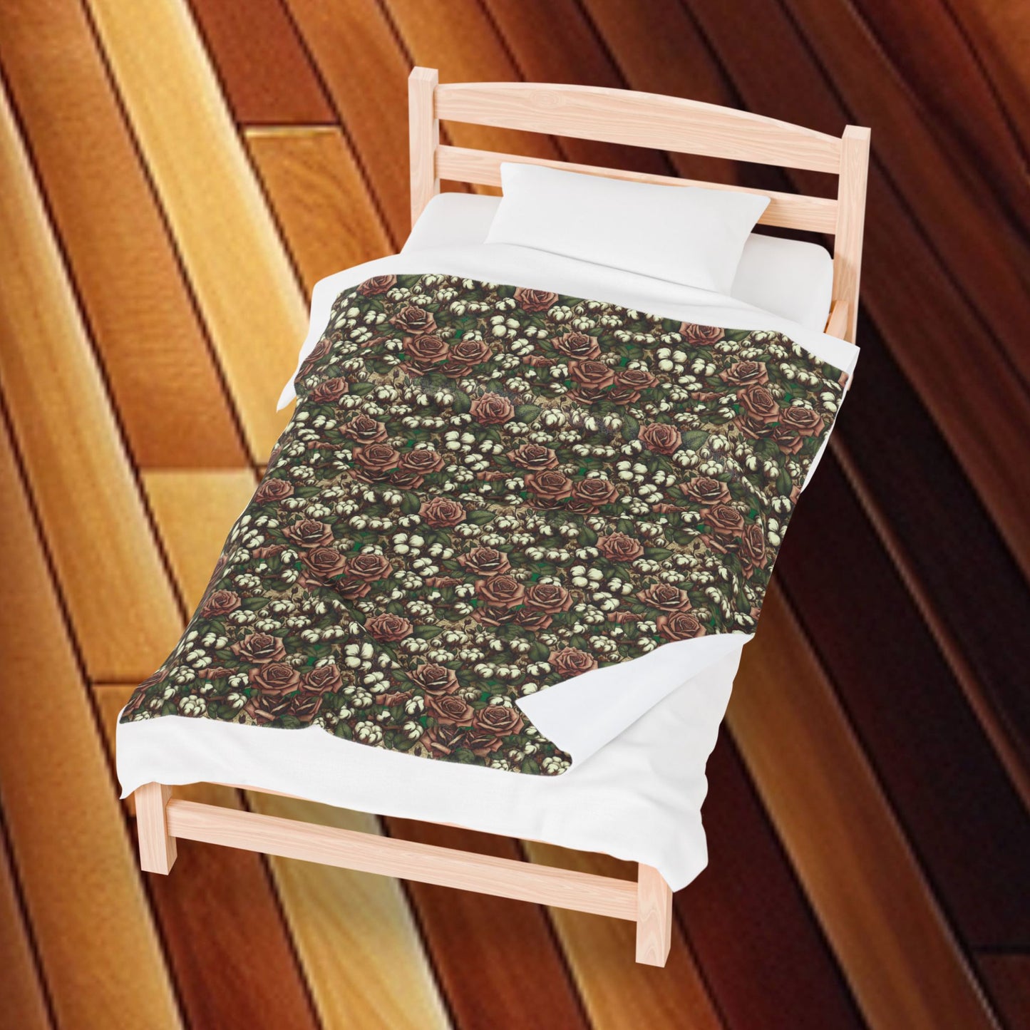 Field of Roses Velveteen Plush Blanket — Beautiful Roses & White Flowers Design