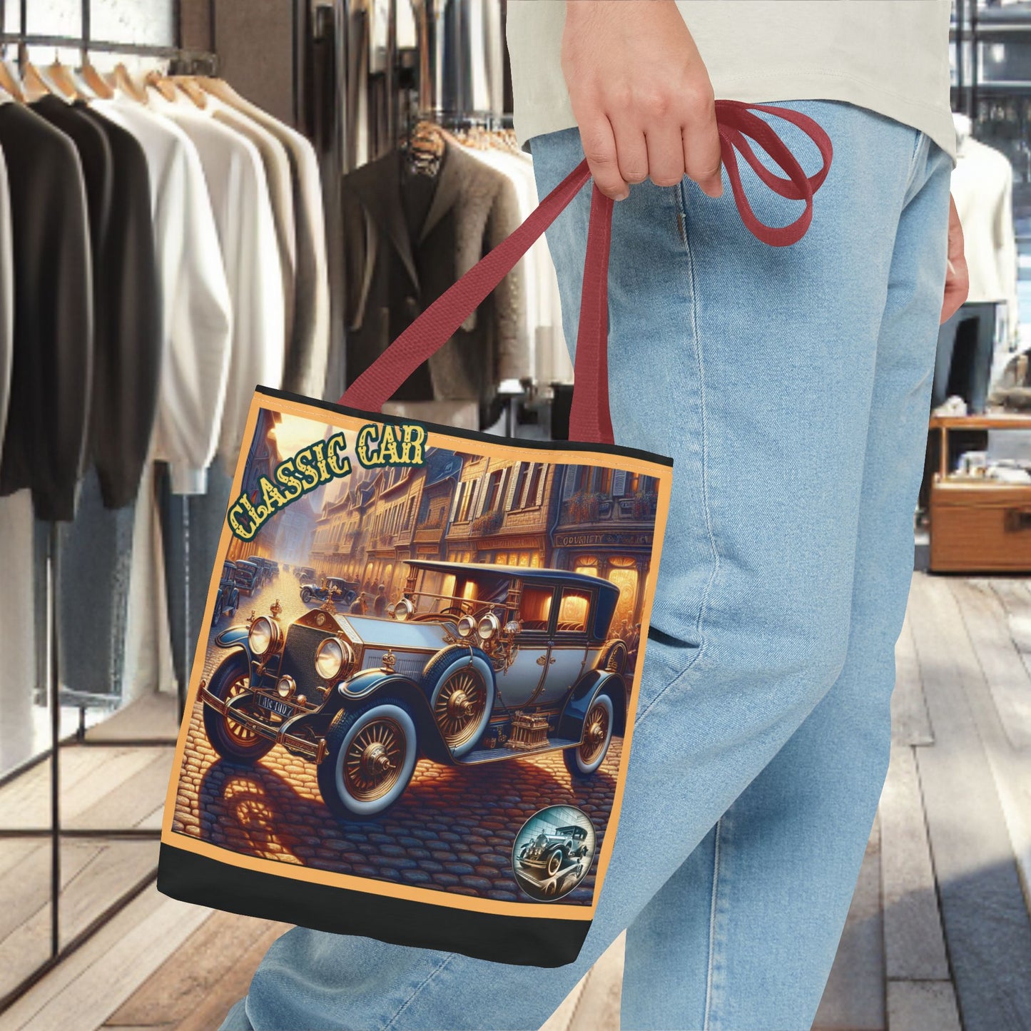 Tote Bag-Classic Car Blue Tote Bag -