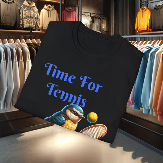 Blue Bird Playing Tennis Unisex T-Shirt - Time ForTennis