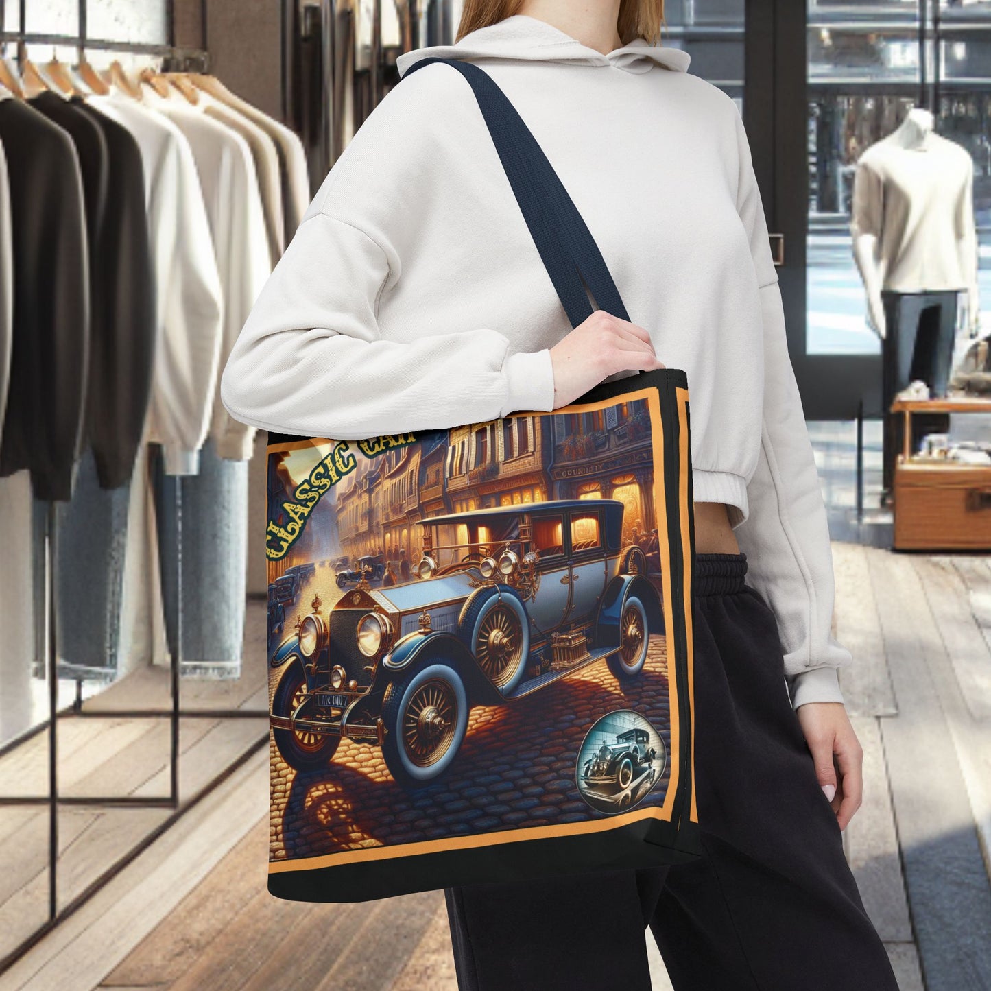 Tote Bag-Classic Car Blue Tote Bag -