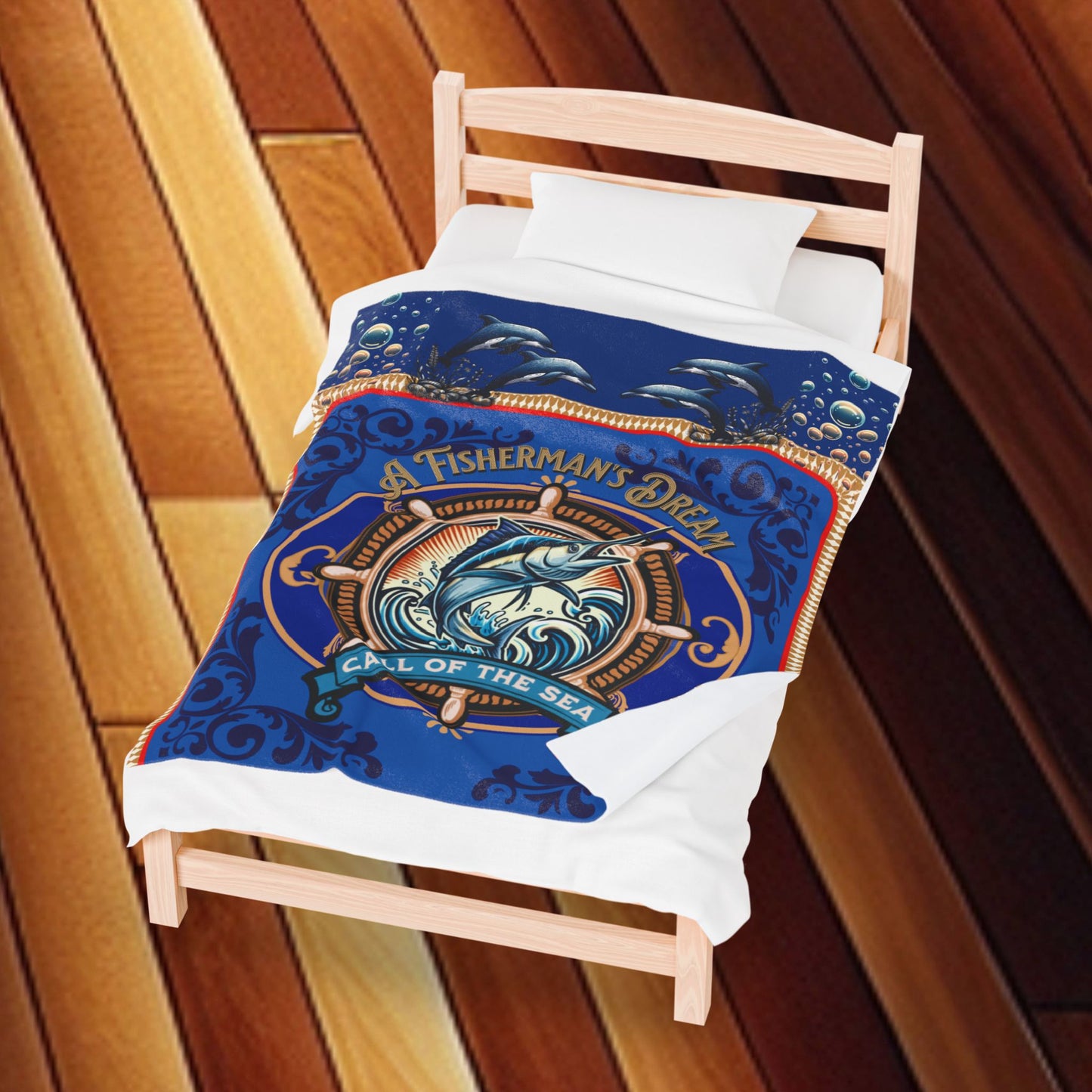 Fisherman's Dream Velveteen Plush Blanket – Cozy Sward Fish Throw