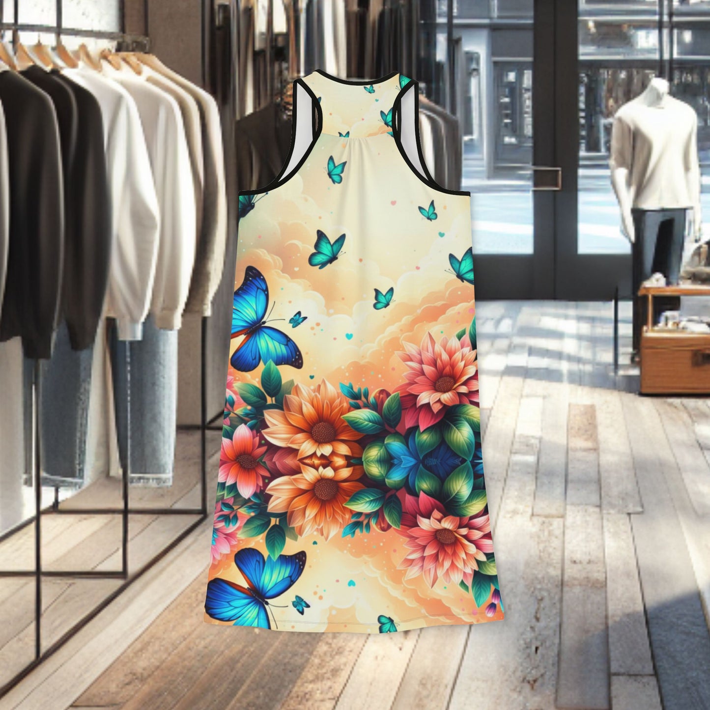 Playfulness to Sunny Days Gradient Racerback Dress — Groovy Multi Color Kitty - AOP Dress