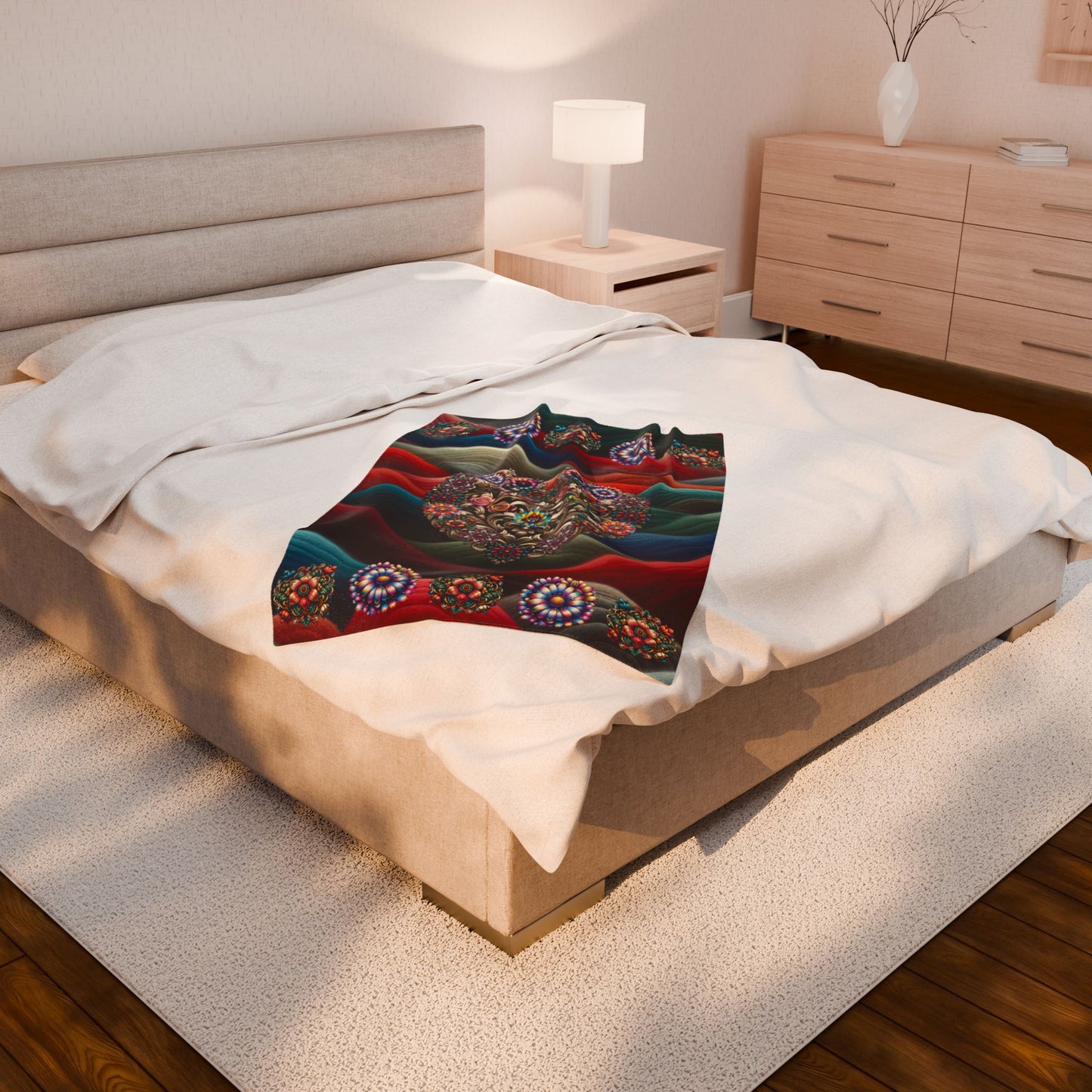 Flower Heart Velveteen Plush Blanket — Cozy Heart-Filled Floral Throw