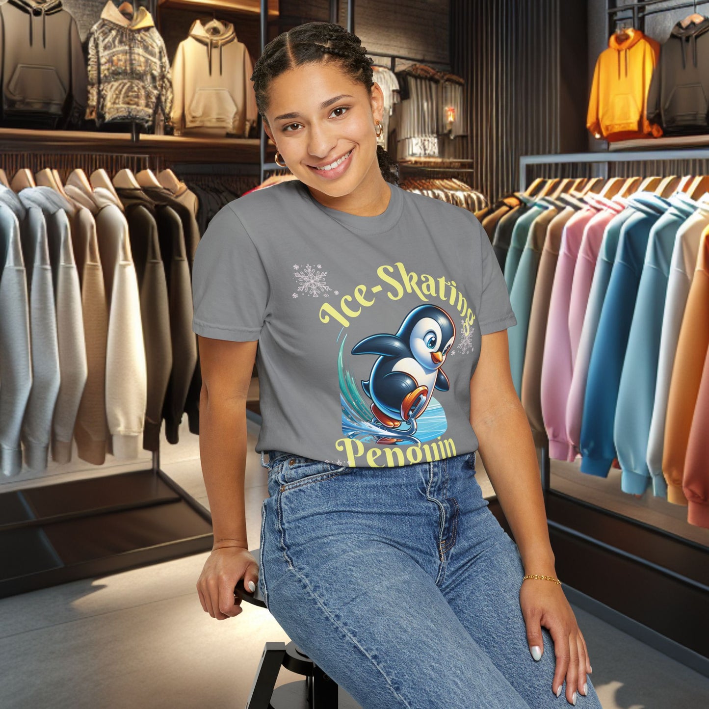 Ice-Skating Penguin T-shirt - Holidays Festive Top