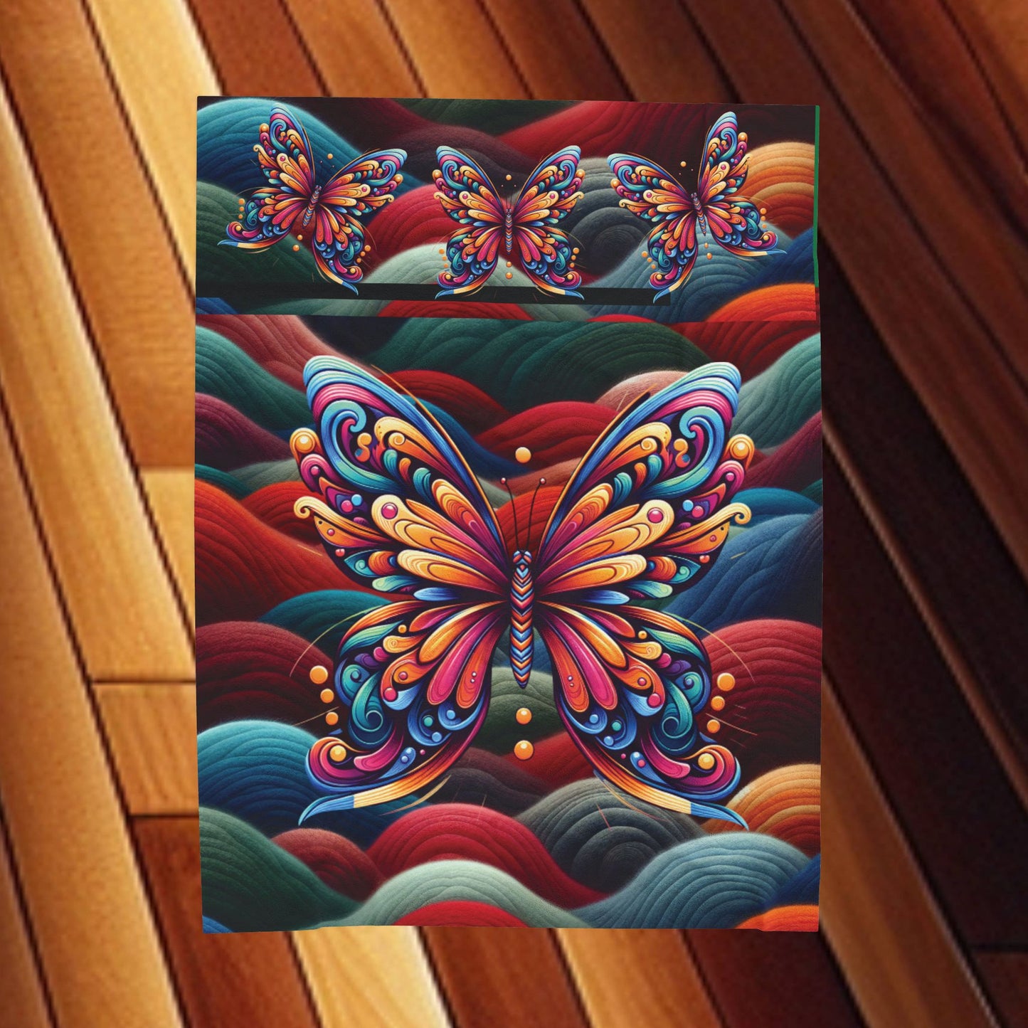Wonderful Colors Butterfly Velveteen Plush Blanket – Cozy Colorful Butterfly Throw