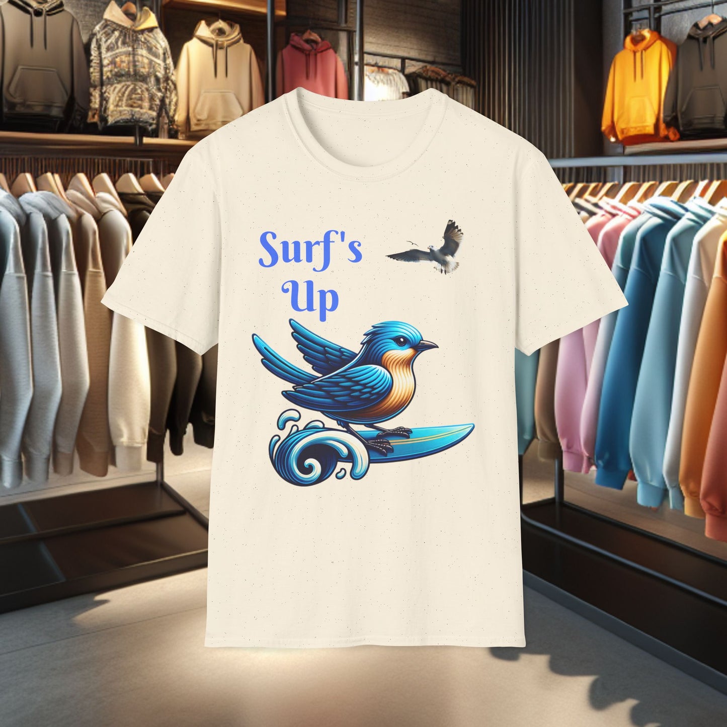Blue Bird Surfing Unisex T-Shirt - Surf's Up