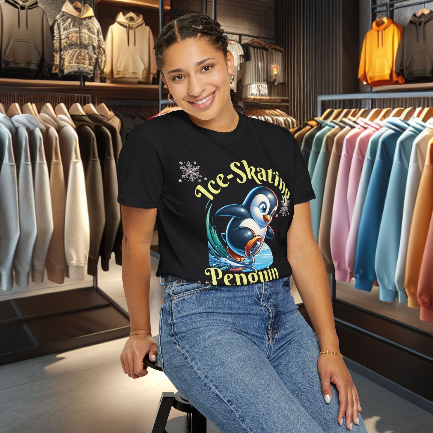 Ice-Skating Penguin T-shirt - Holidays Festive Top