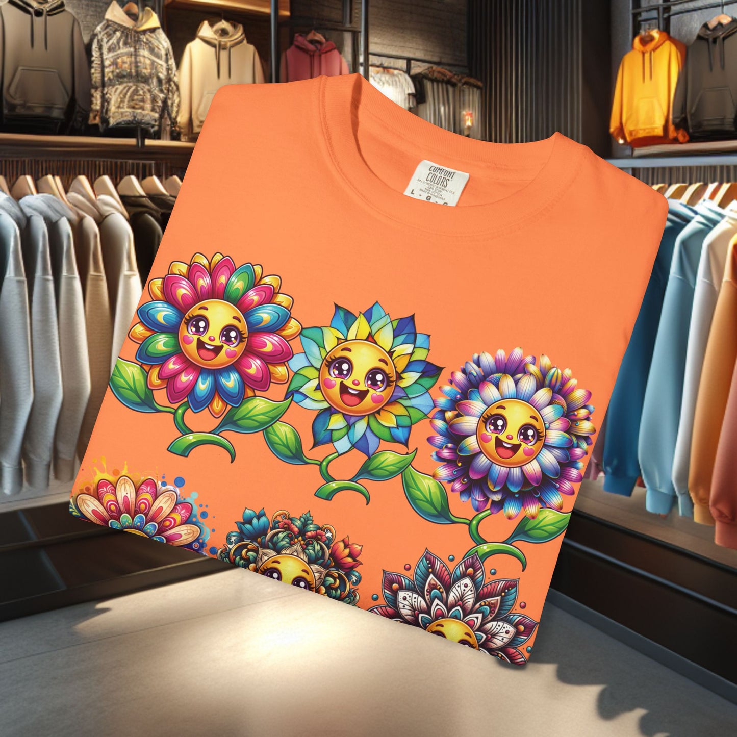 Happy Flowers Garden T-Shirt — Floral Garden Tee for Spring & Everyday