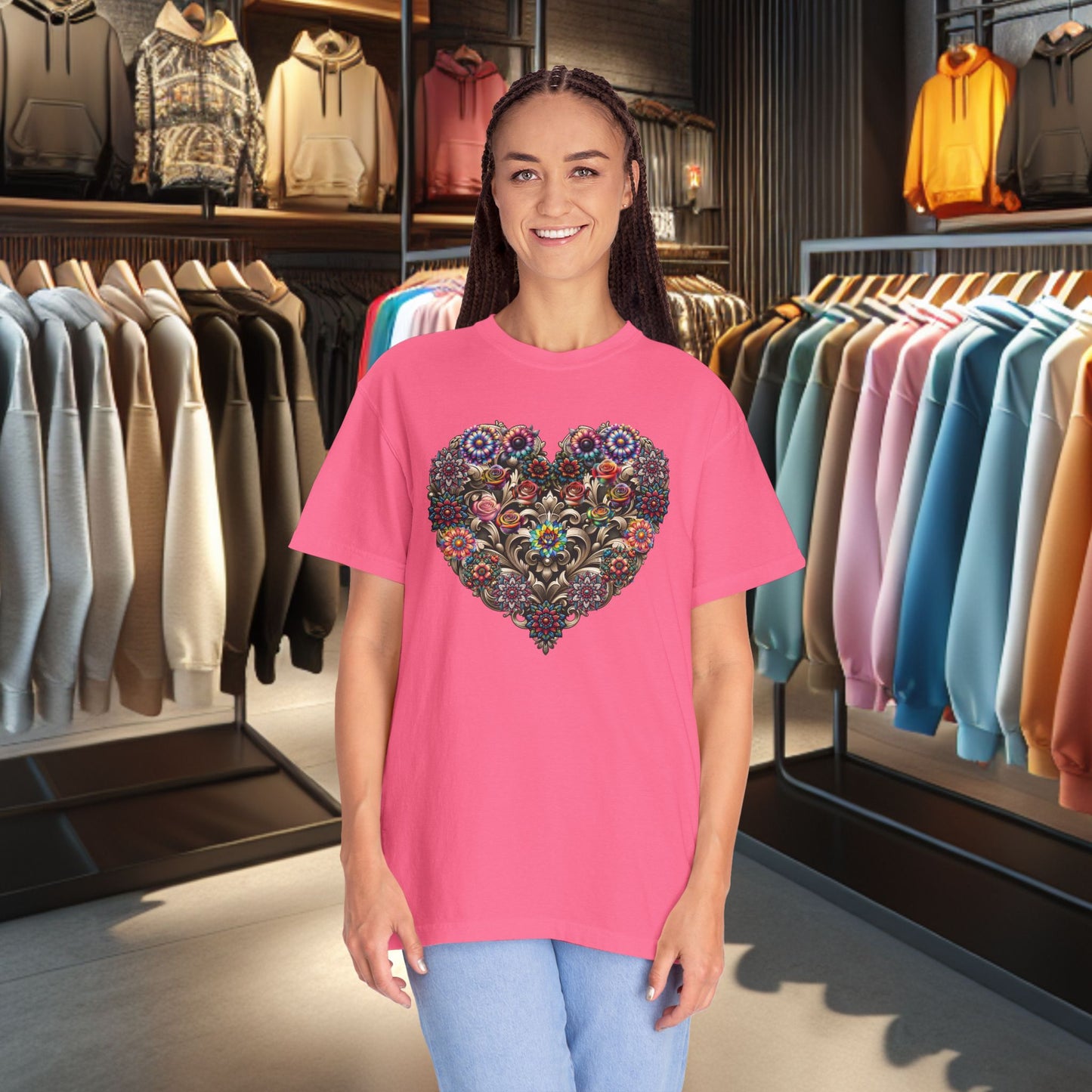 Floral Heart T-Shirt — Romantic Botanical Graphic Tee