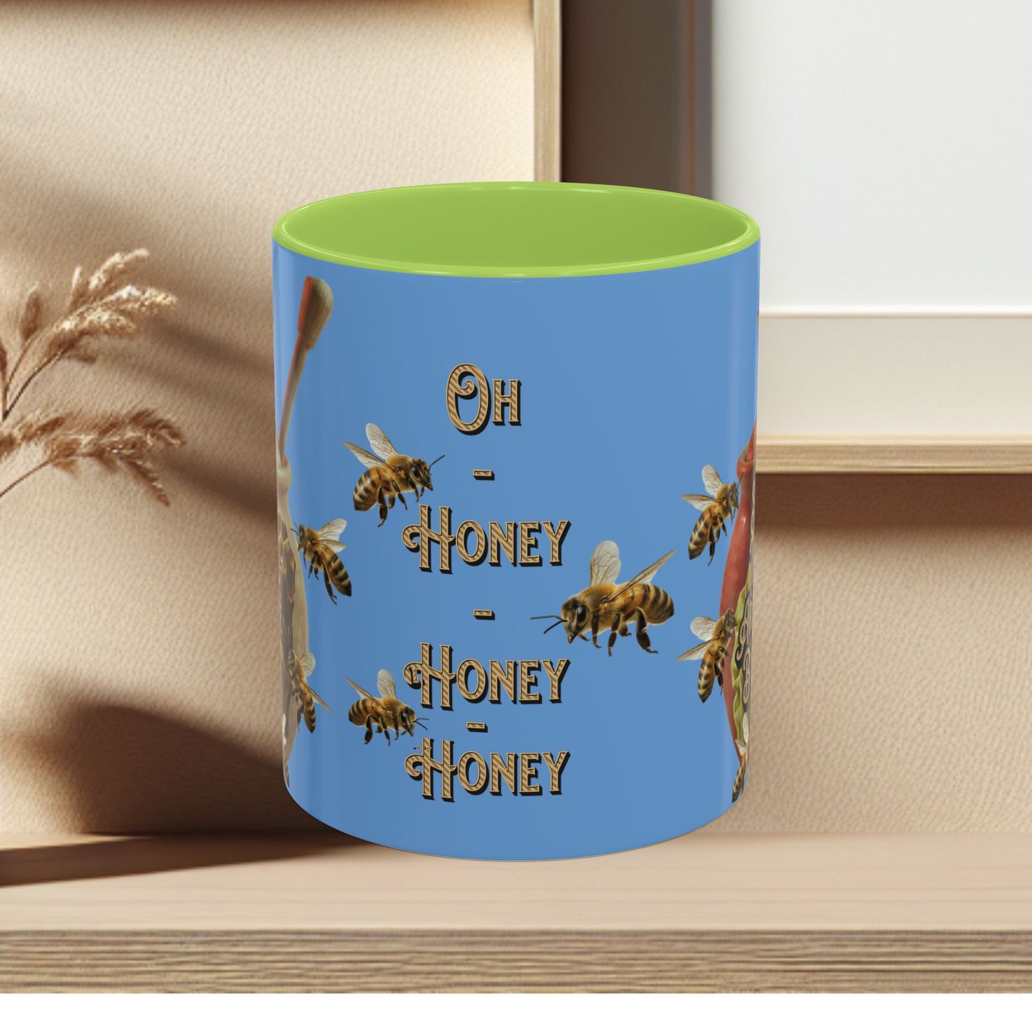 Oh Honey Honey Ceramic Coffee Mug — "Sweet Things Are Made By Bees" Honey Bee Accent Mug