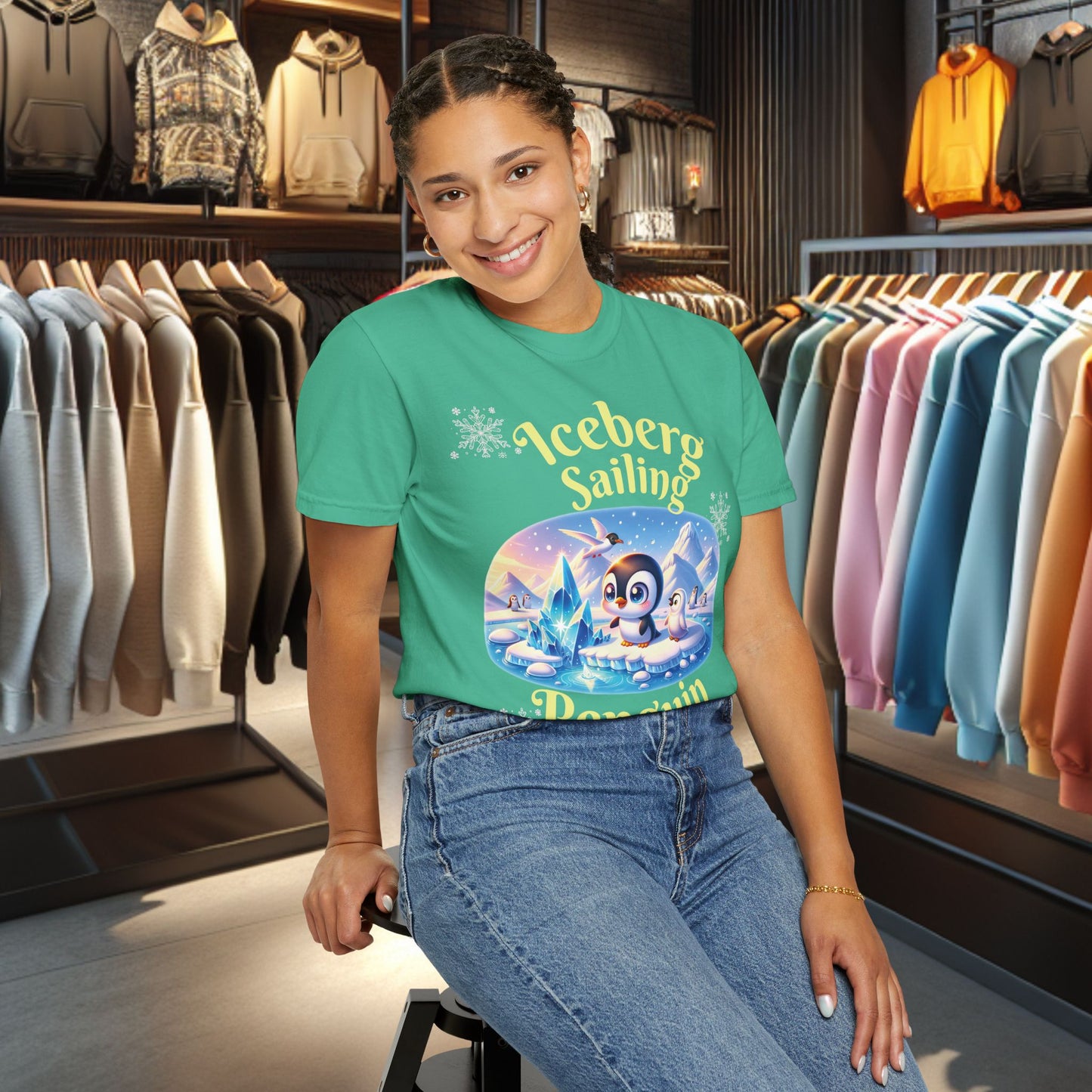 Iceberg Sailing Penguin T-shirt - Holidays Festive Top