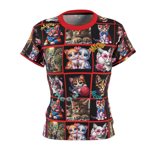 Cats Meow 2 - Red Graphic Tee for Women