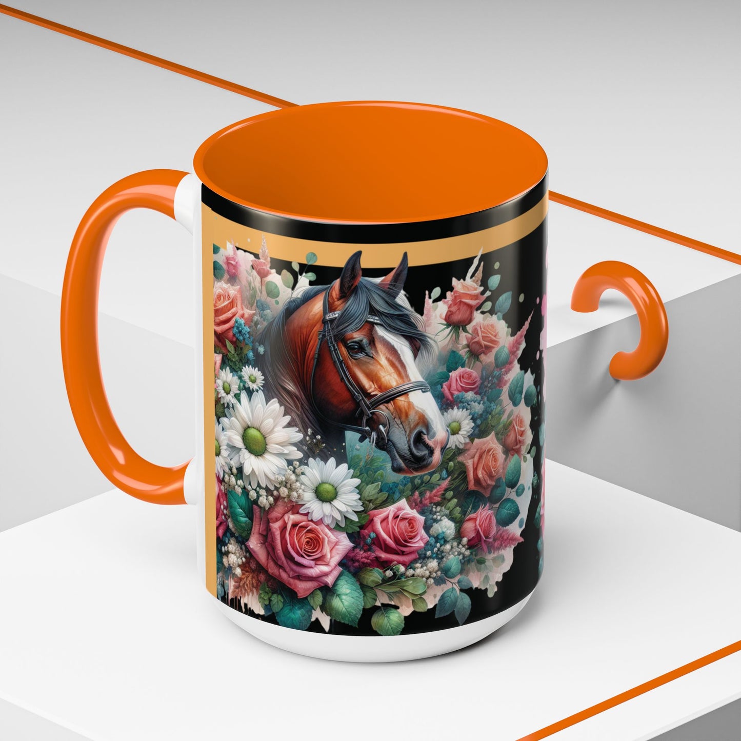 Coffee Mug Horses in Flowers 11oz 15oz