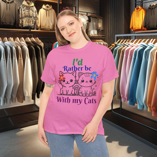 With my Cats Heavy Cotton Tee | Cat Lover Gift | Colorful Fun Shirt | Cute Animal Apparel | Perfect for Birthdays & Pet Lovers