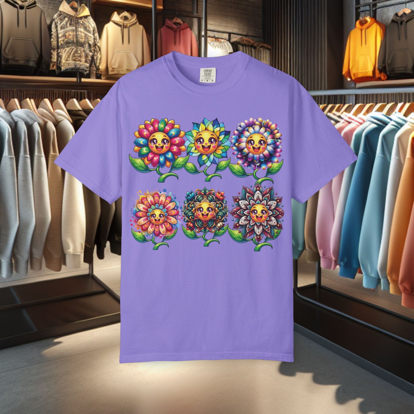 Happy Flowers Garden T-Shirt — Floral Garden Tee for Spring & Everyday