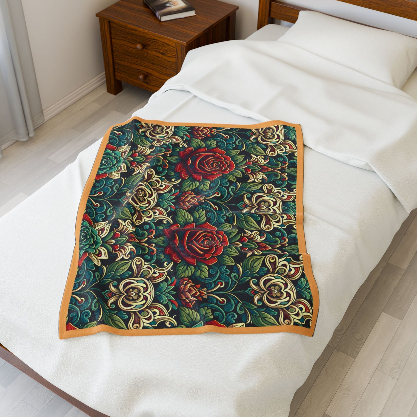 Blanket 30" x 40" -Rose Garden- Velveteen Plush Blanket