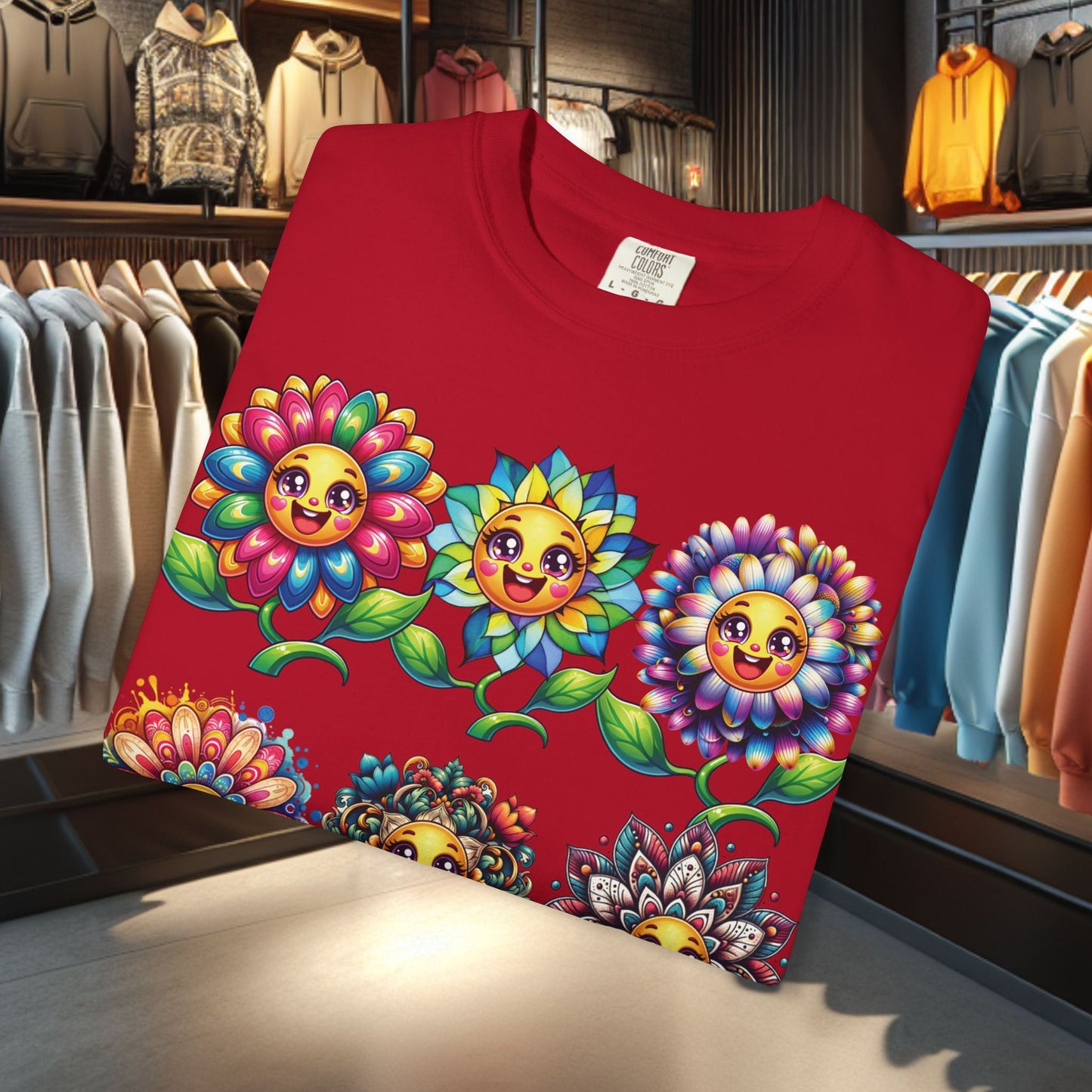 Happy Flowers Garden T-Shirt — Floral Garden Tee for Spring & Everyday