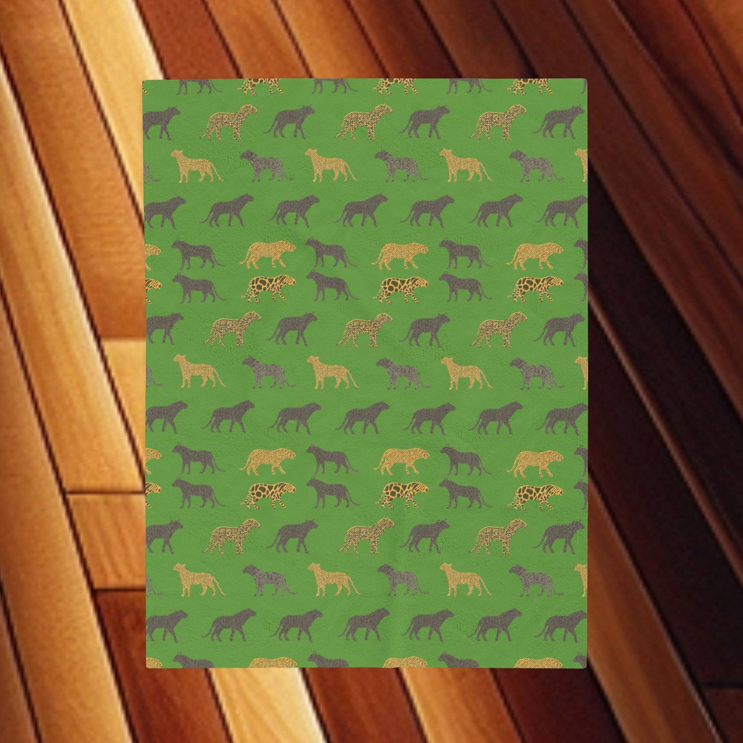 Animal Print Green Velveteen Plush Blanket