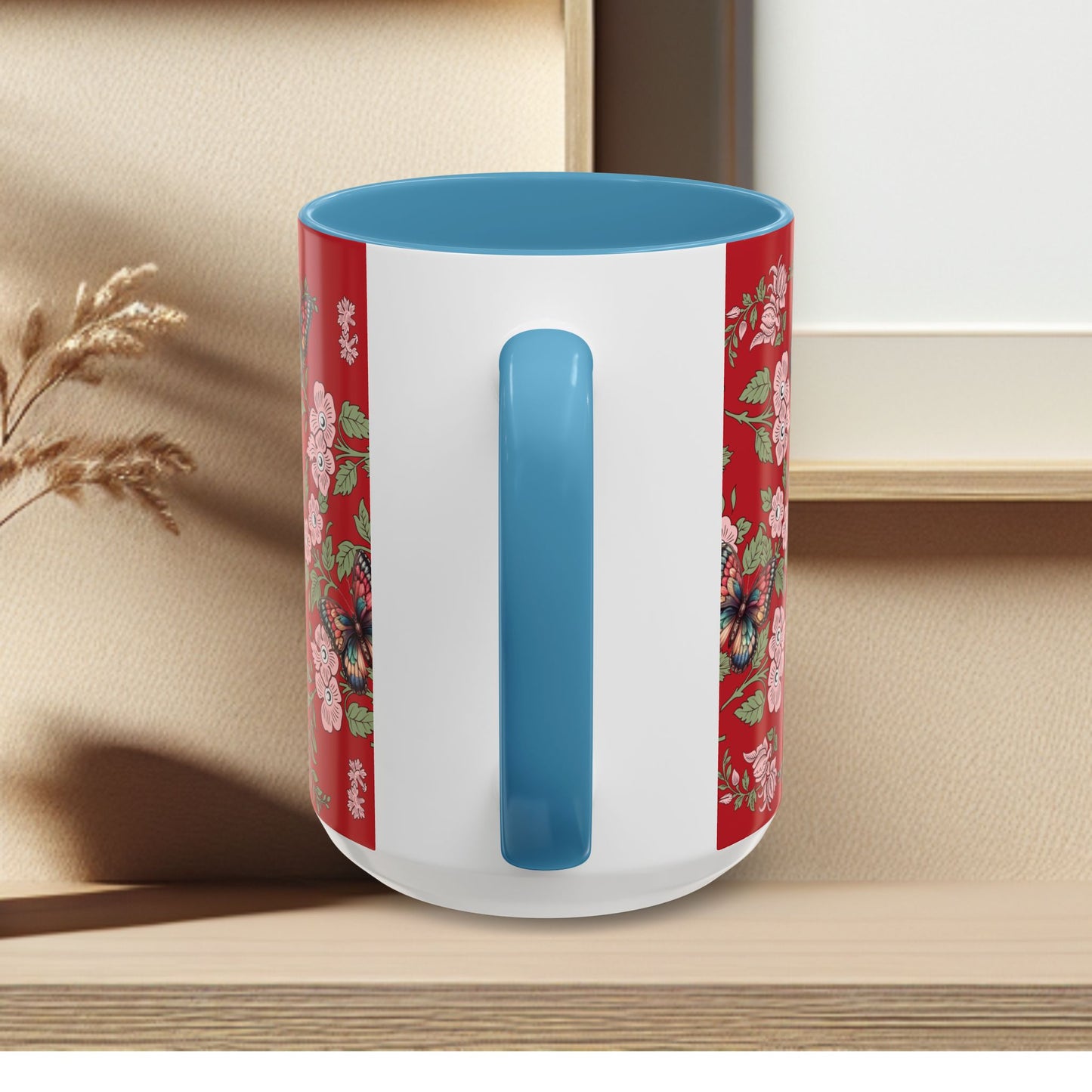 Floral Coffee Mug Red