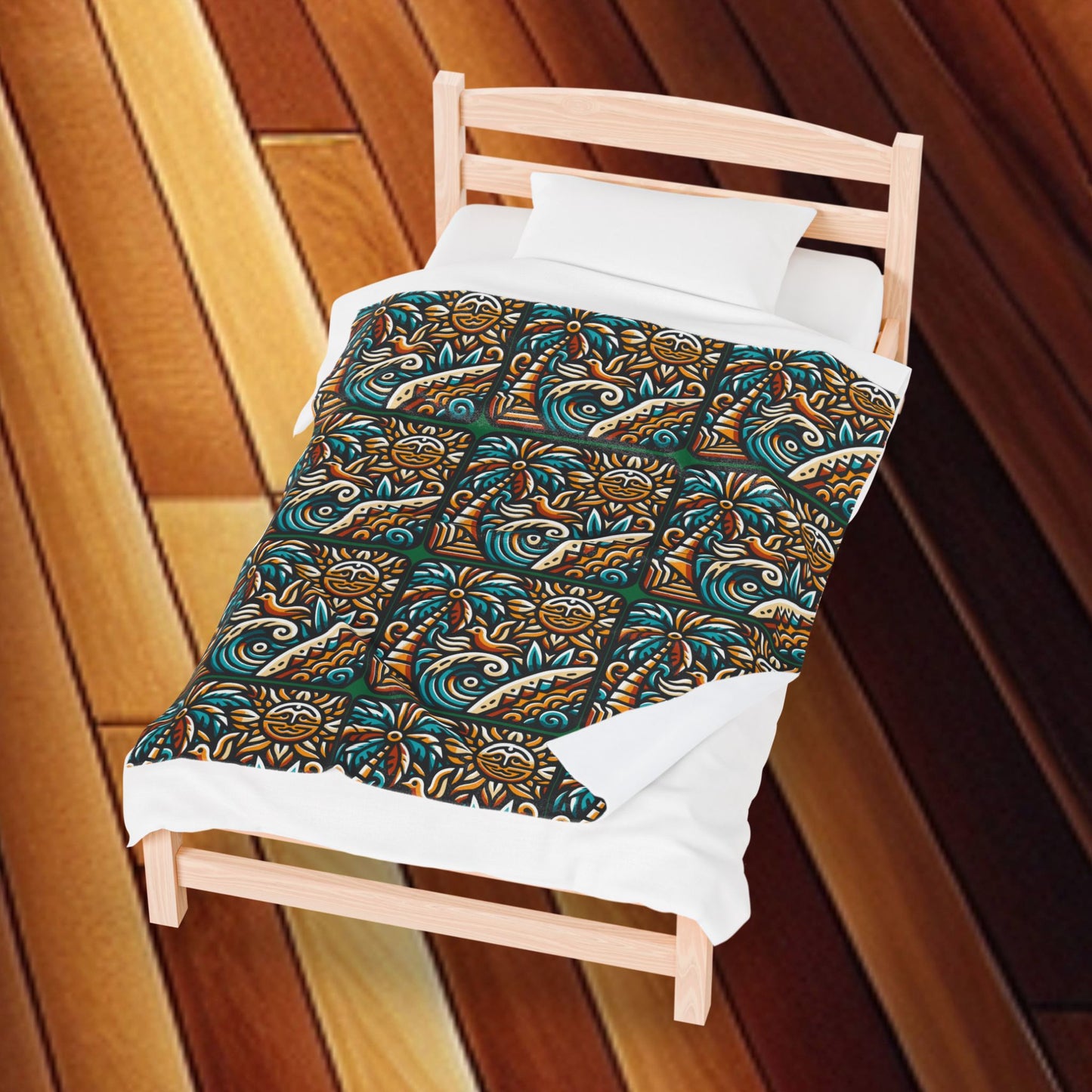 Tropical Sunrise Velveteen Plush Blanket — Cozy Tropical Throw
